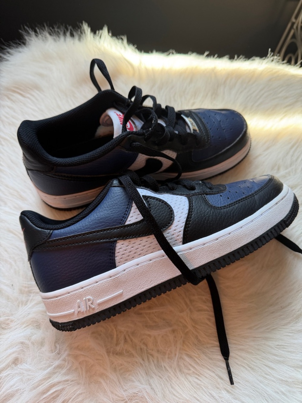 Nike Air Force 1 GS AF1 Midnight Navy Black White Kids Youth Casual HJ9201-400